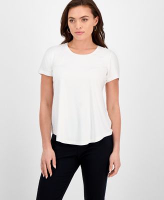 JM Collection - Petite Solid Knit Short-Sleeve Top