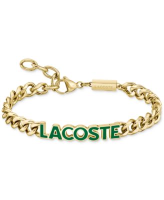 Lacoste - Gold-Tone Green Logo Script Chain Bracelet