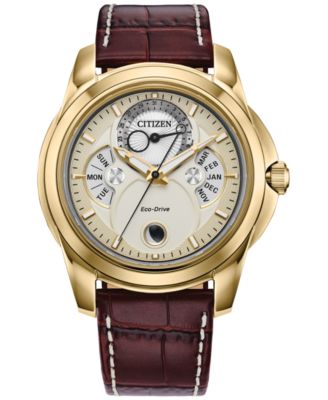Citizen - Men's Classic Calendrier Brown Leather Strap Watch 41.8mm
