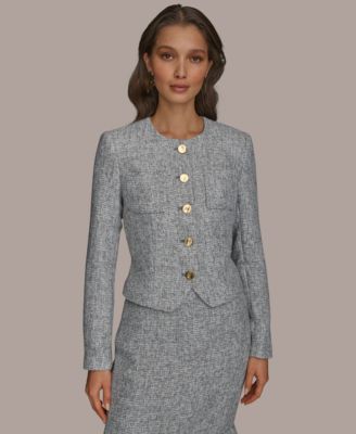 Donna Karan New York - Women's Tweed Collarless Jacket