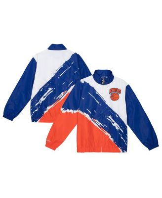 Mitchell & Ness - Men's White New York Knicks Paintbrush Full-Zip Windbreaker Jacket