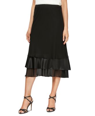 Alex Evenings - Women's Tiered Satin-Hem Chiffon Skirt
