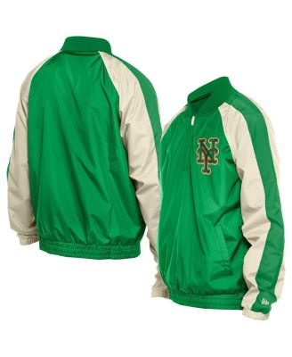 New Era - Men's Kelly Green New York Mets Ripstop Raglan Quarter-Zip Hoodie Windbreaker Jacket