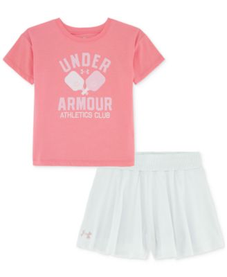 Under Armour - Toddler & Little Girls T-Shirt & Flare Layered-Look Shorts, 2 Piece Set