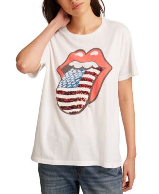 Lucky Brand - Women's Rolling Stones American Flag Boyfriend Tee