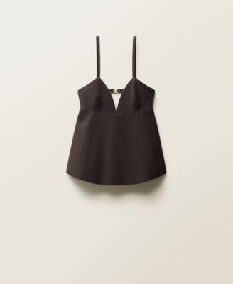 MANGO - Women's Open Back V-Neck Top
