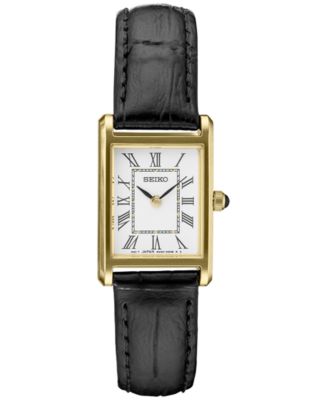 Seiko - Women's Essentials Black Leather Strap Watch 19mm