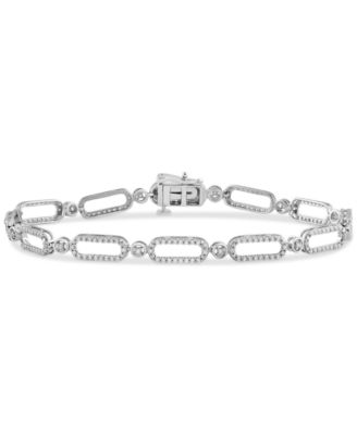 Macy's - Diamond Open Link Bracelet (1 ct. t.w.) in Sterling Silver