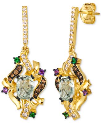 Le Vian - Multi-Gemstone (5-1/3 ct. t.w.) & Diamond (3/8 ct. t.w.) Swirling Cluster Drop Earrings in 14k Gold