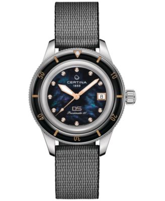 Certina - Unisex Swiss Automatic DS Podium Diamond (1/20 ct. t.w.) Black Synthetic Strap Watch 39mm