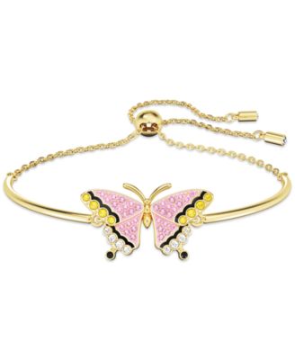 Swarovski - Gold-Tone Multicolor Pav&eacute; Butterfly Slider Bracelet
