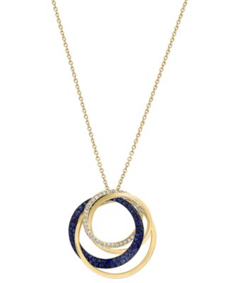EFFY Collection - Sapphire (1/2 ct. t.w.) & Diamond (1/6 ct. t.w.) Interlocking Rings 18" Pendant Necklace in 14k Gold