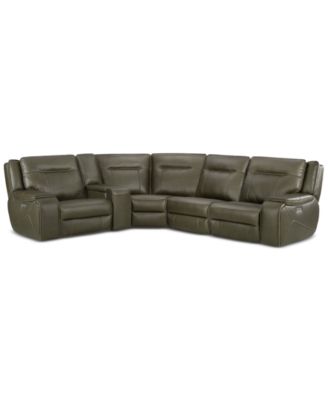 Furniture - 5-Pc. Leather Sectional with 2 Power Recliners
