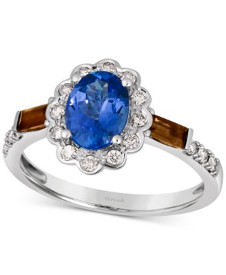 Le Vian - Blueberry Tanzanite (1 ct. t.w.), Chocolate Quartz (1/5 ct. t.w.) & Nude Diamond (1/4 ct. t.w.) Halo Ring in 14k White Gold