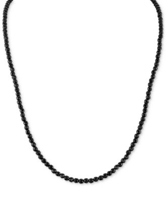 Esquire Men's Jewelry - Black Spinel Beaded 22" Statement Necklace in Sterling Silver