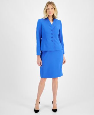 Le Suit - Stand-Collar Pencil Skirt Suit, Regular & Petite