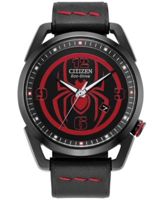 Citizen - Men's Marvel Miles Morales Black Leather Strap Watch 42mm