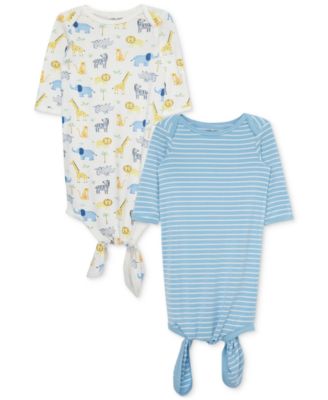 Little Me - Baby Jungle Animal-Print & Stripes Knotted Gowns, Pack of 2