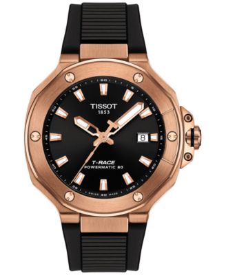 Tissot - Men's Swiss Automatic T-Race Powermatic 80 Black Silicone Strap Watch 41mm