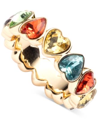 Emily in Paris - Gold-Tone Multicolor Heart Stone Bezel Statement Ring