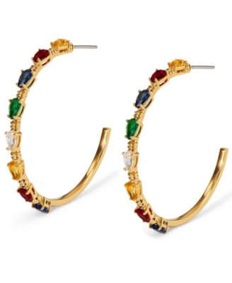 AJOA - Gold-Tone Multicolor Light Bulb Medium C Hoop Earrings, 1.62"