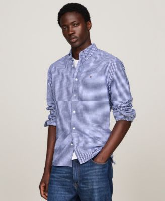 Tommy Hilfiger - Men's Gingham Long Sleeve Button-Down Oxford Shirt