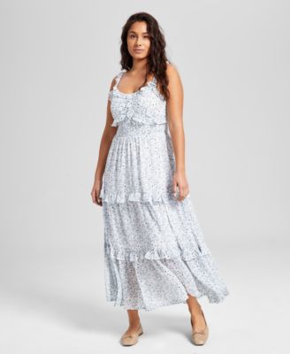 And Now This - Petite Floral-Print Tiered Maxi Dress, Exclusively at Macy's