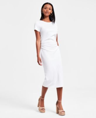Bar III - Women's Ruched Short-Sleeve Midi Dress
