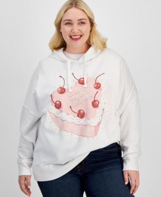Grayson Threads, The Label - Plus Size Hooded Dropped-Shoulder Cake Sweatshirt