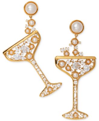 AJOA - Gold-Tone Imitation Pearl & Cubic Zirconia Bubbly Champagne Drop Earrings