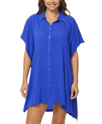 Raisins - Juniors' Vacay Button-Front Cover-Up Tunic Shirt