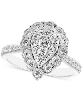 Macy's - Diamond Teardrop Halo Cluster Engagement Ring (3/4 ct. t.w.) in 14k White Gold