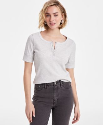 On 34th - Women's Ribbed Henley Short-Sleeve Tee