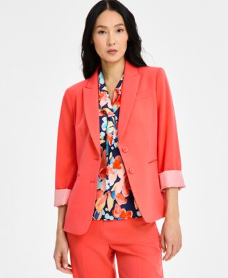 Tahari ASL - Women's Peak-Lapel Roll-Tab Button-Front Jacket