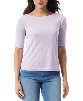 Gloria Vanderbilt - Women's Alanis Boat Neck Cuffed-Sleeve T-Shirt