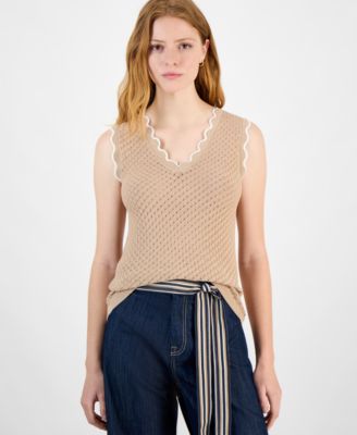Tommy Hilfiger - Women's Scalloped-Edge Pointelle Sweater
