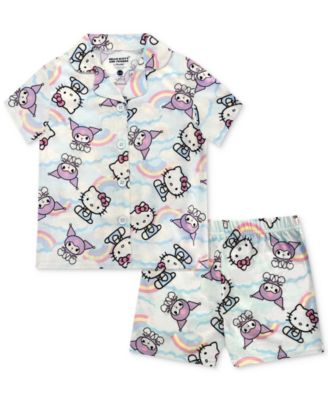 Hello Kitty - Little & Big Girls Button-Down Top & Shorts Pajamas, 2 Piece Set
