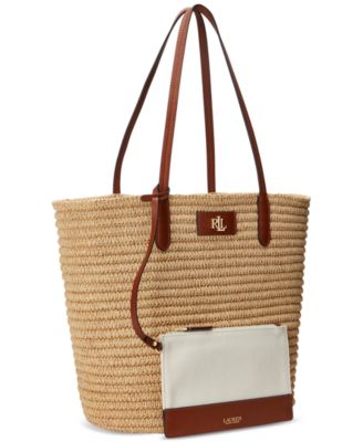 Lauren Ralph Lauren - Striped Straw Brie Tote Bag
