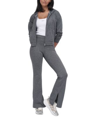 DKNY - Women's Space-Dyed Flared-Leg Vent-Hem Pants