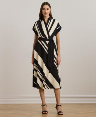 Lauren Ralph Lauren - Women's Striped Belted Crepe Dress