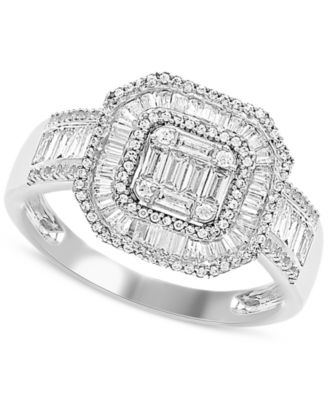 Macy's - Diamond Cluster Statement Ring (2 ct. t.w.) in 14k White Gold