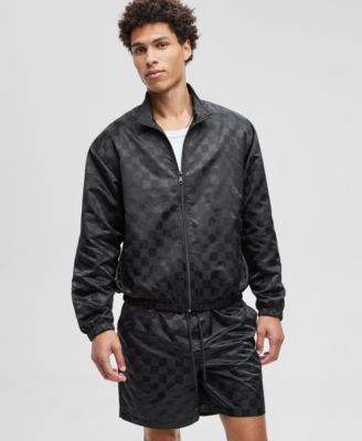 Mode of One - Men's Check Jacquard Relaxed-Fit Track Jacket