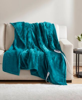 Beautyrest - Oversized Solid Microlight Reverses to Micro Berber Electric Throw