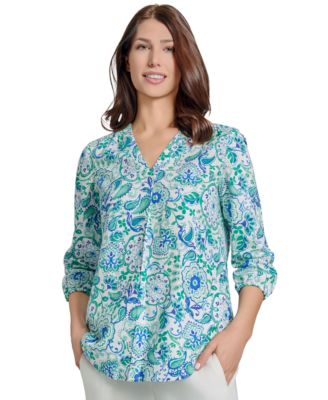 Jones New York - Petite 3/4-Sleeve V-Neck Tunic Top