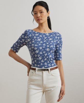 Lauren Ralph Lauren - Women's Floral Stretch Cotton Boatneck Tee