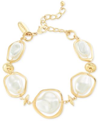 Style & Co - Gold-Tone Baroque Imitation Pearl Orbital Flex Bracelet