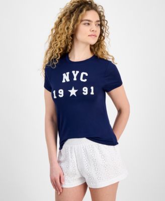 Rebellious One - Juniors' NYC Graphic Crewneck T-Shirt