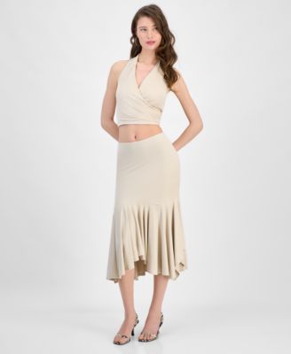 GUESS - Women's Kenzie Pull-On Flounce Midi Skirt