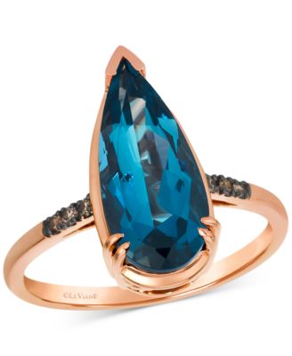 Le Vian - Chocolatier&reg; Deep Sea Blue Topaz™ (3-1/2 ct. t.w.) & Chocolate Diamond&reg; (1/20 ct. t.w.) Ring in 14k Rose Gold