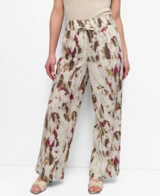 DKNY - Women's Printed Wide-Leg Drawstring Pants
